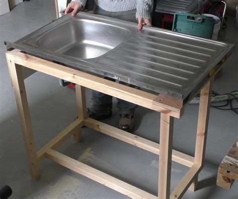 building cabinet around restuarant steel sink|diy kitchen sink base.